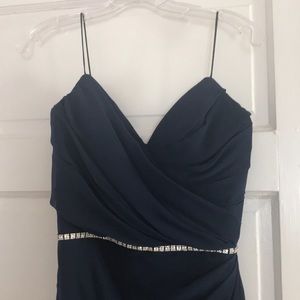 Navy Evening Dress with rhinestone belt
